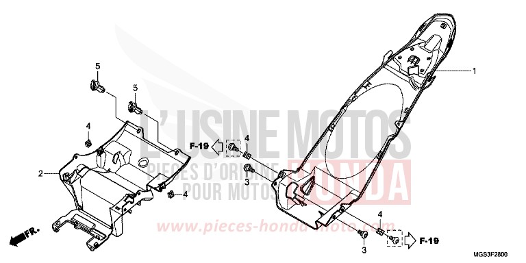 REAR FENDER for NC700X Dual Cluth ABS MAGNA RED (R201) from 2012